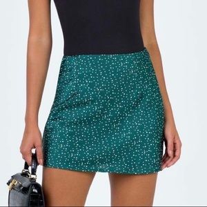 Princess Polly Green Satin Skirt